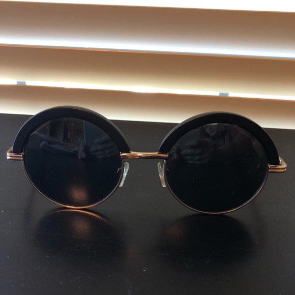 SOLD Round Sunglasses - Black and Gold - Picture 4 of 5